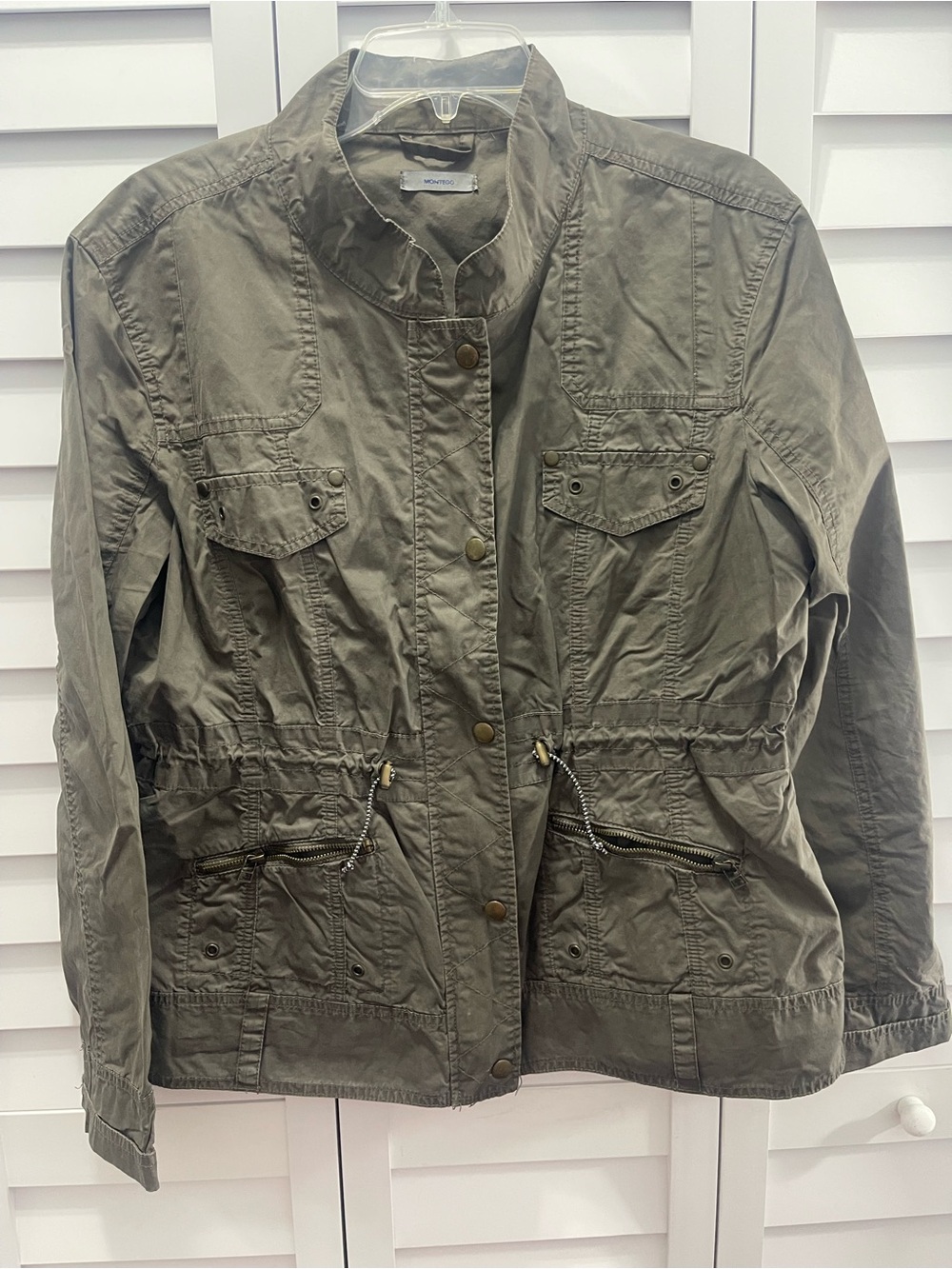 Women’s Lightweight waterproof Drawstring Waist Women's Jacket - Olive size 14